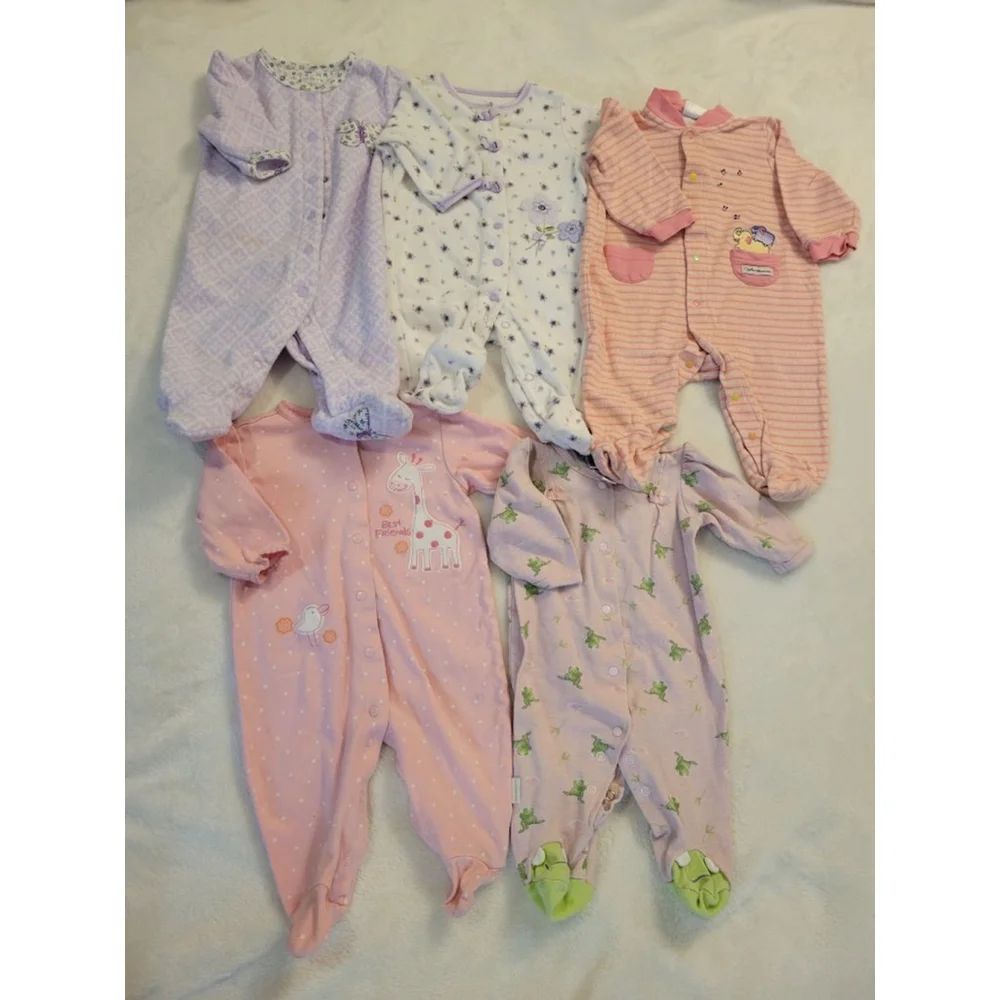 Baby Girl Sleep and Play Bundle 3M Carter’s Little Me 5pc Sleeper Lot